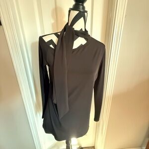 Sophisticated Tie Black Long Sleeve top